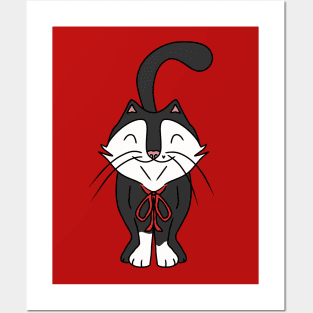 Cute Black and White Cat Posters and Art